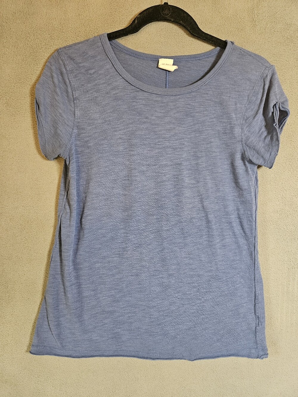 We The Free Womens Medium Tee Shirt Cobalt Blue Roll Cap Sleeve Boho Lagenlook